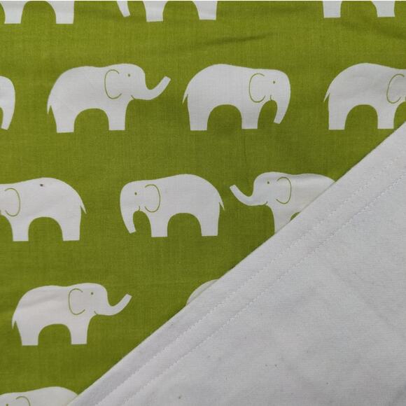 NEW BABY BLANKET Handmade Cotton Flannel 35x40 Green Elephant Silhouette Fabric - Picture 3 of 6
